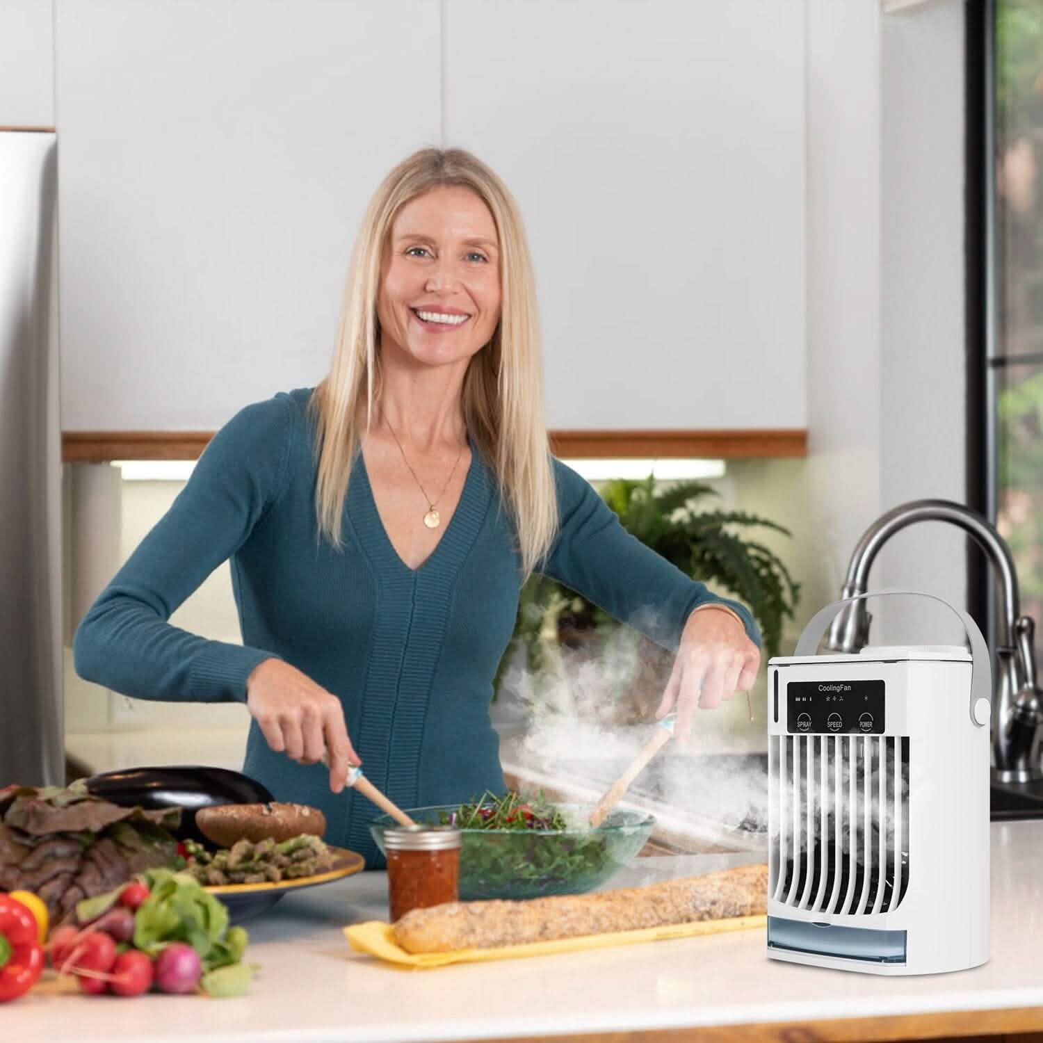 Portable Air Conditioner Fan Evaporative Humidifier 3 Speed Spray DailySale
