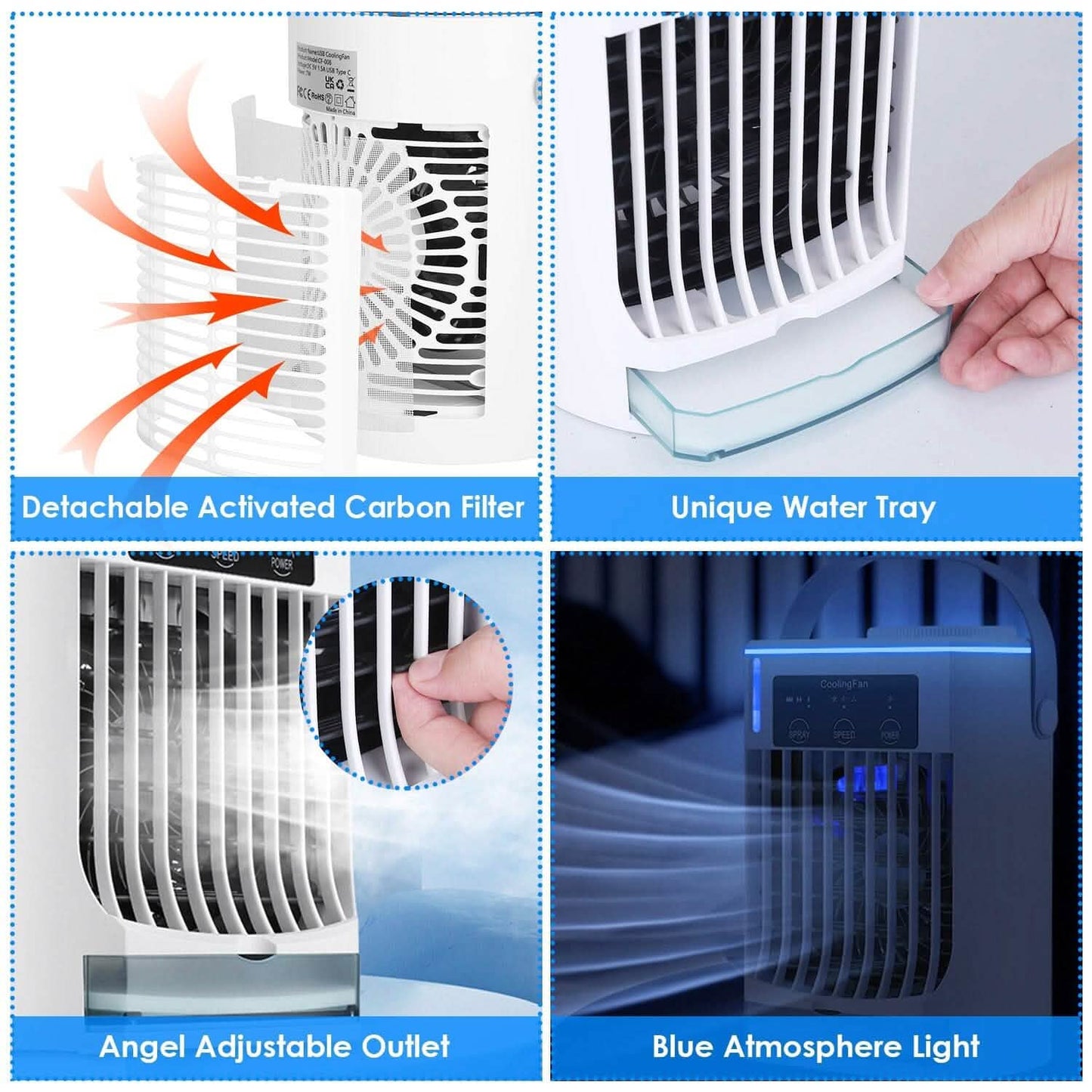 Portable Air Conditioner Fan Evaporative Humidifier 3 Speed Spray DailySale