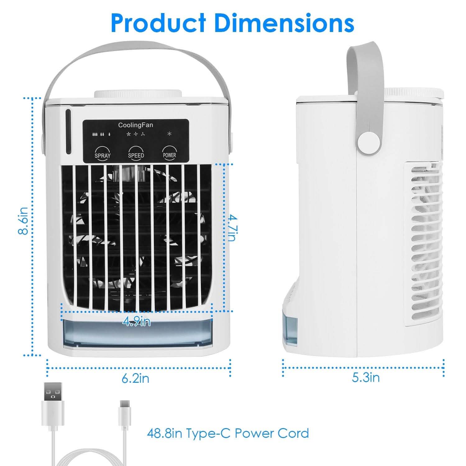 Portable Air Conditioner Fan Evaporative Humidifier 3 Speed Spray DailySale