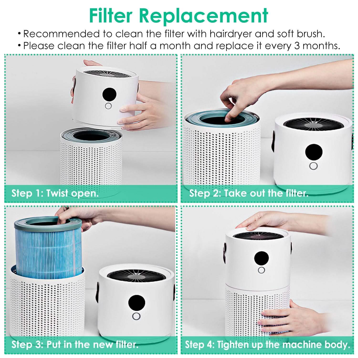 Portable Anio Air Purifier Electronic Air Sterilization with 4 Modes Night Light DailySale