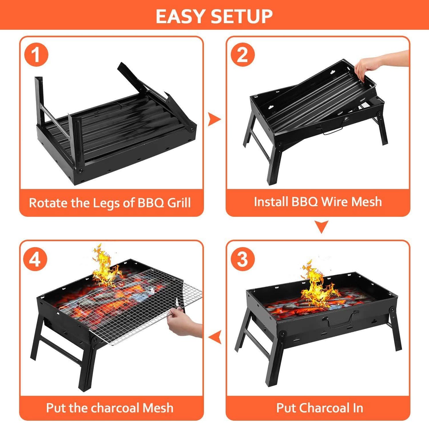 Portable Barbecue Grill Foldable Charcoal DailySale