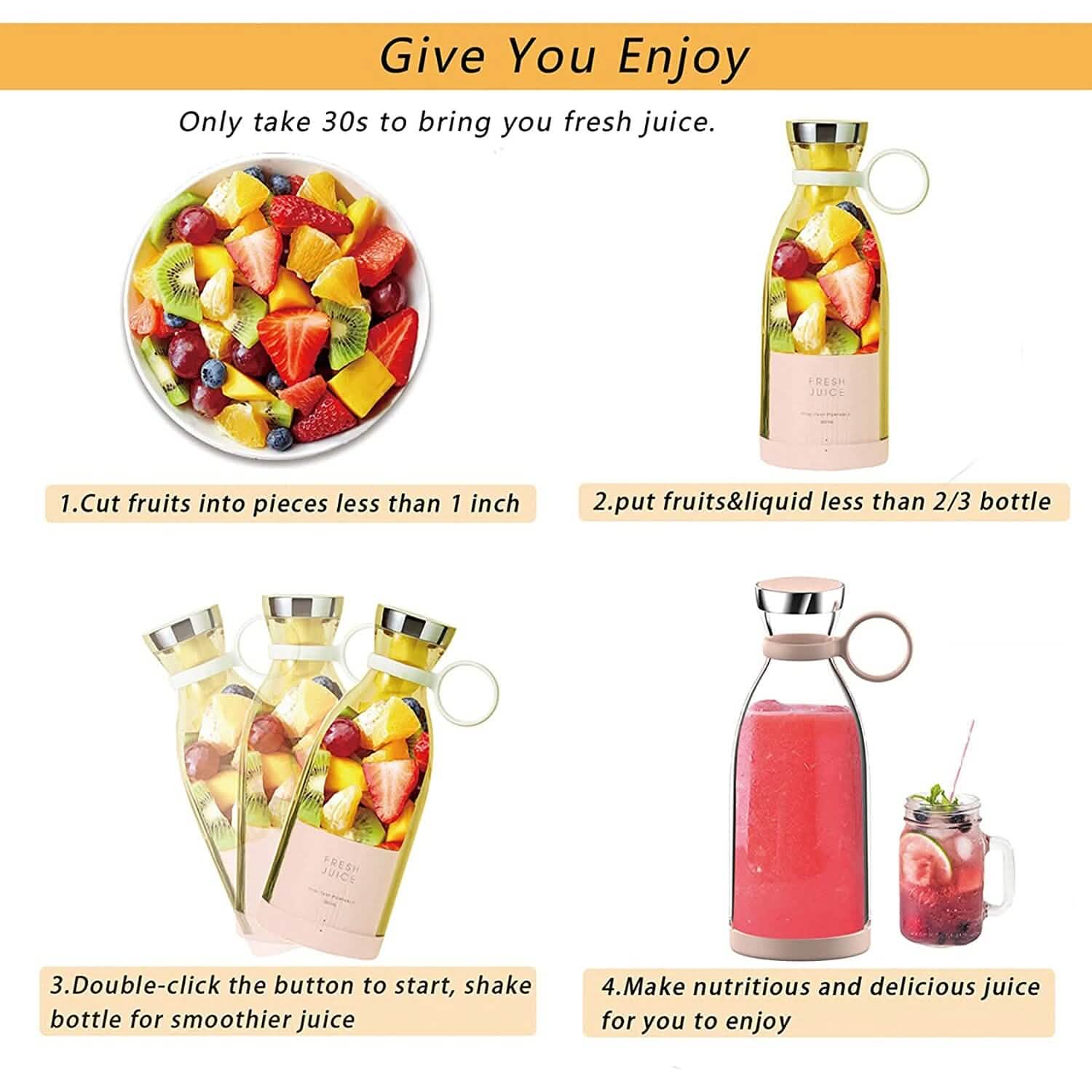 Portable Blender Bottle Electric Juicer DailySale