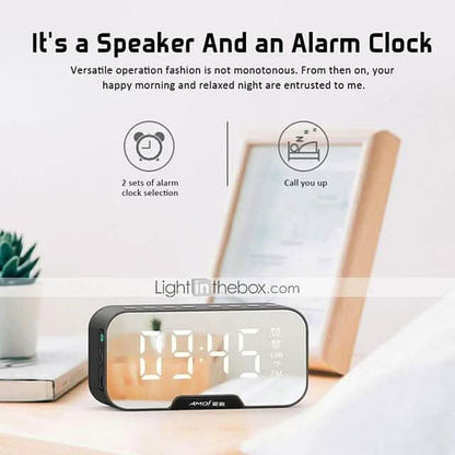 Portable Bluetooth Speaker Mirror Alarm Clock DailySale