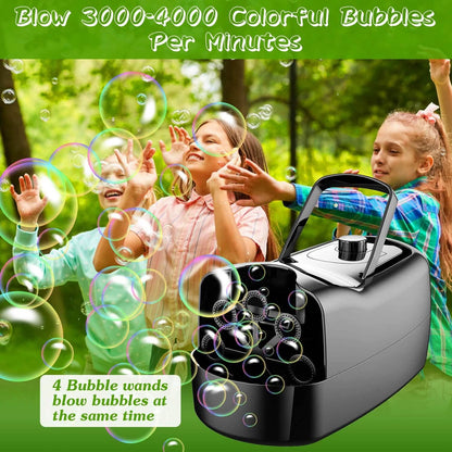 Portable Bubble Blowing Machine  with 2 Speeds Handle 3000-4000 Bubbles Per Minute Plug-In Battery Powered DailySale