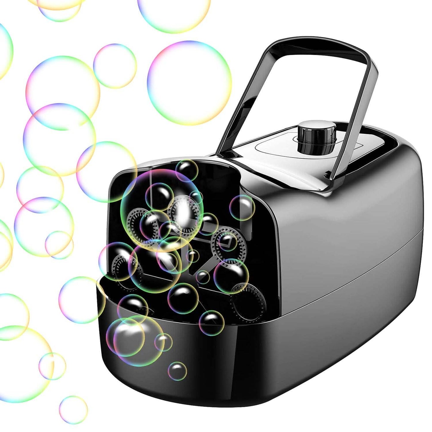 Portable Bubble Blowing Machine  with 2 Speeds Handle 3000-4000 Bubbles Per Minute Plug-In Battery Powered DailySale