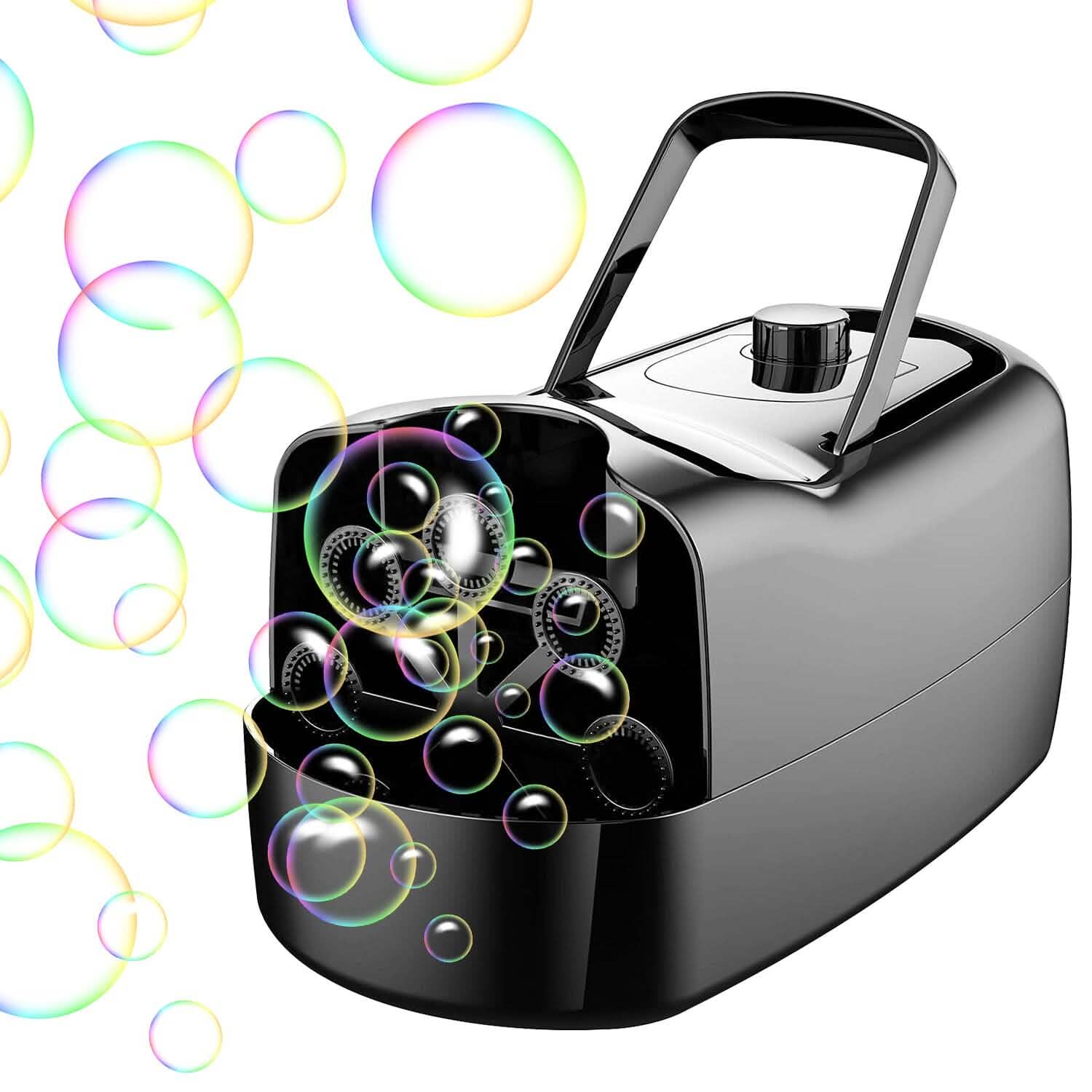 Portable Bubble Blowing Machine  with 2 Speeds Handle 3000-4000 Bubbles Per Minute Plug-In Battery Powered DailySale