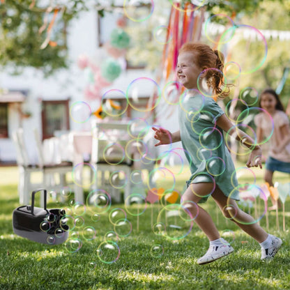 Portable Bubble Blowing Machine  with 2 Speeds Handle 3000-4000 Bubbles Per Minute Plug-In Battery Powered DailySale