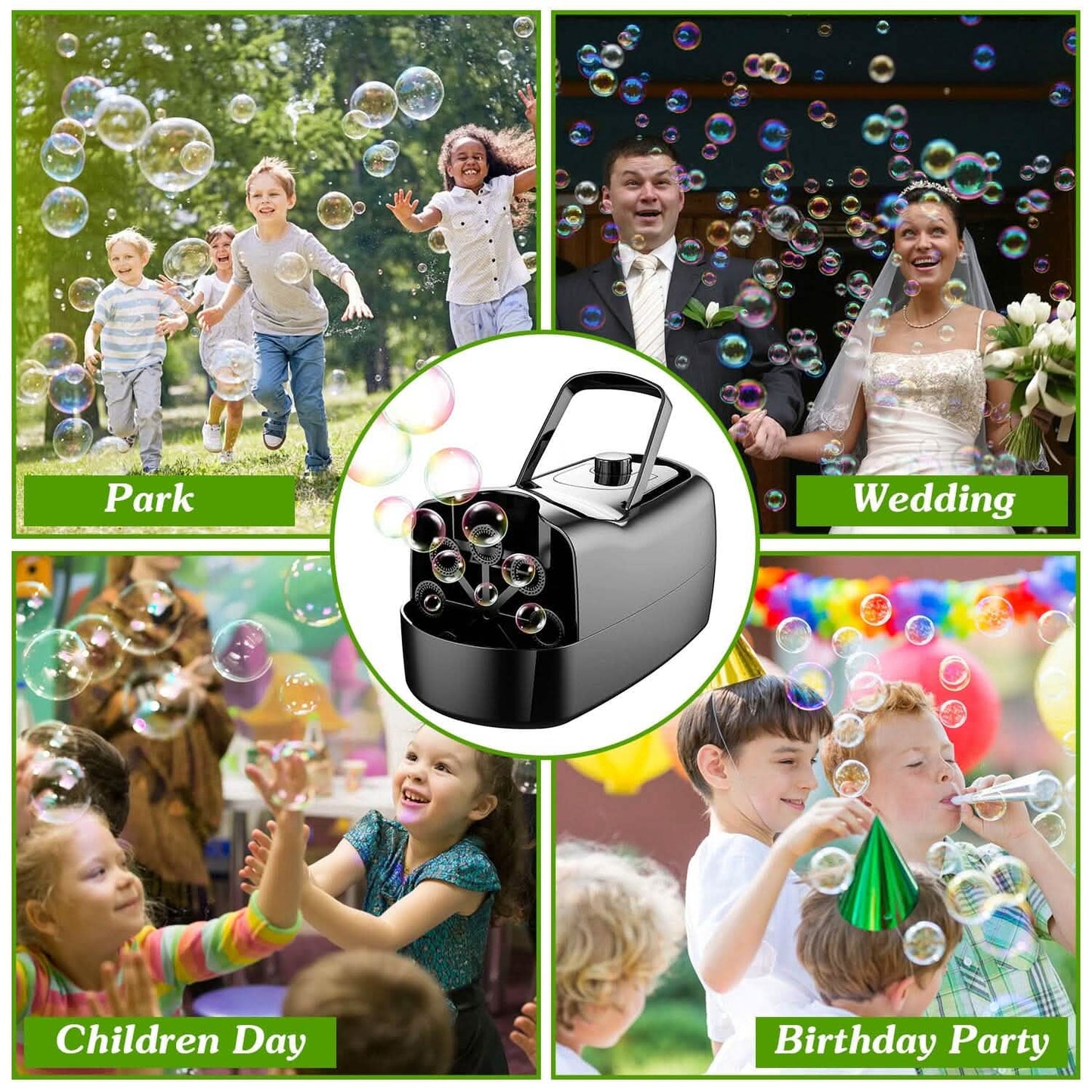 Portable Bubble Blowing Machine  with 2 Speeds Handle 3000-4000 Bubbles Per Minute Plug-In Battery Powered DailySale