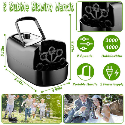Portable Bubble Blowing Machine  with 2 Speeds Handle 3000-4000 Bubbles Per Minute Plug-In Battery Powered DailySale