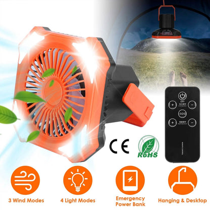 Portable Camping Lantern Fan 10000mAh Battery Powered with 4 Light Modes DailySale