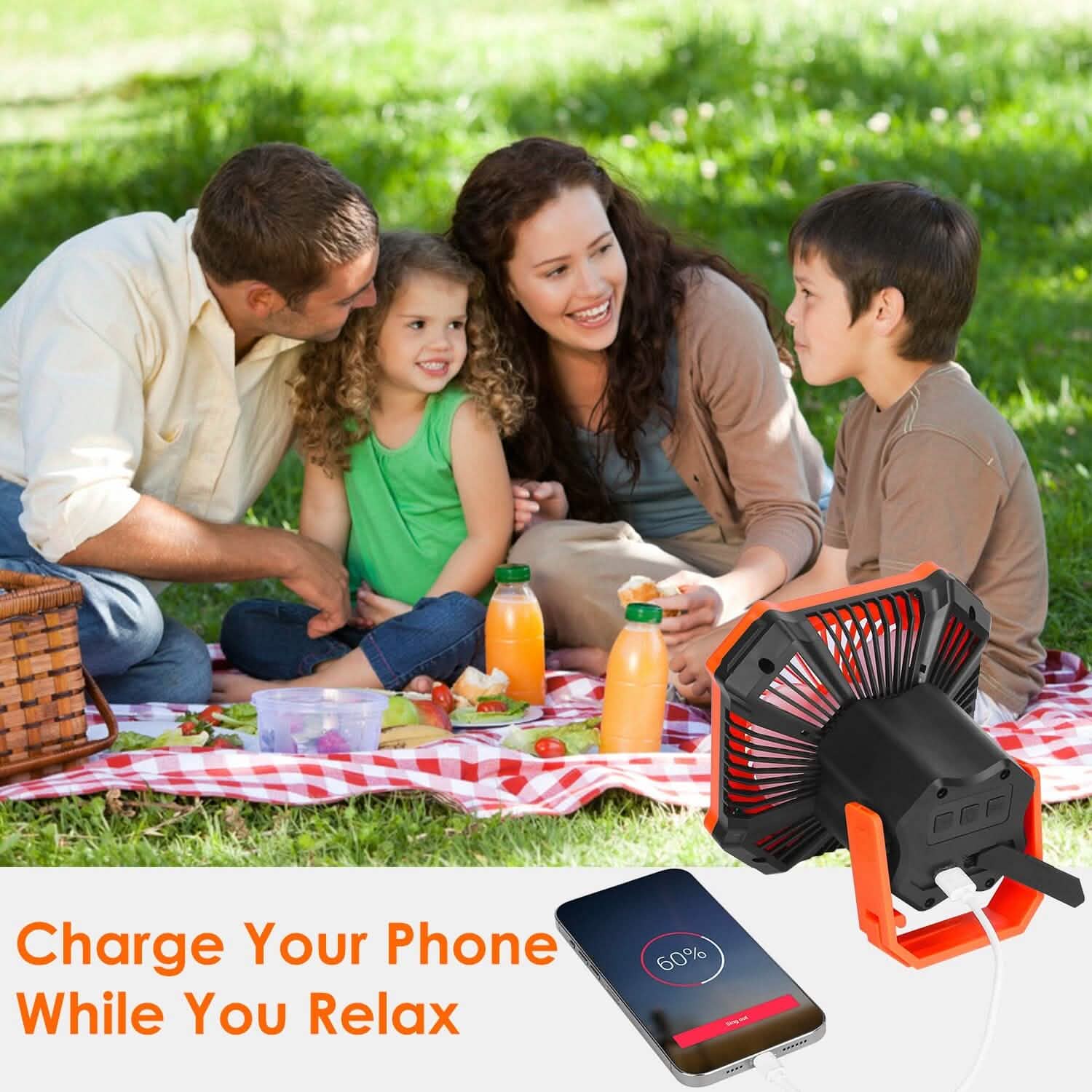 Portable Camping Lantern Fan 10000mAh Battery Powered with 4 Light Modes DailySale