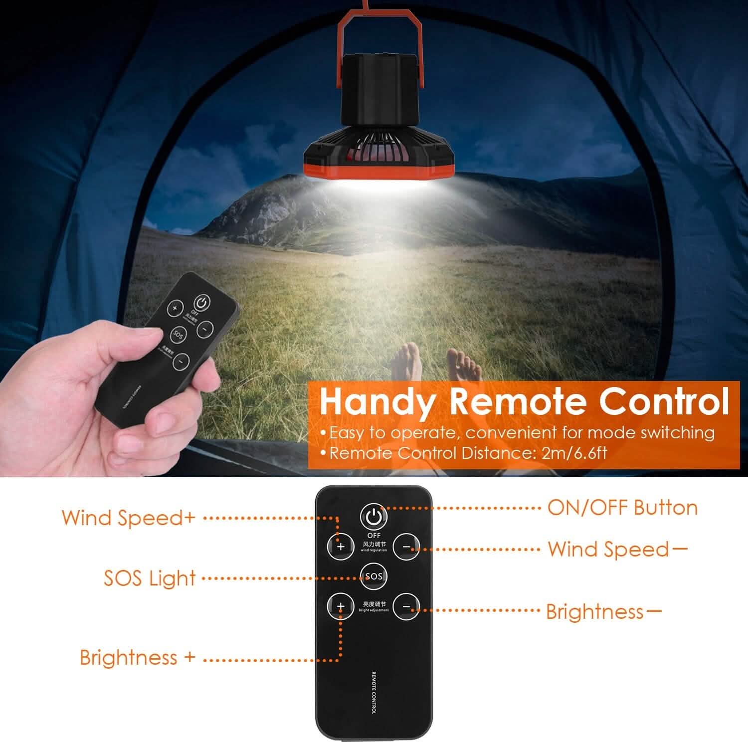 Portable Camping Lantern Fan 10000mAh Battery Powered with 4 Light Modes DailySale