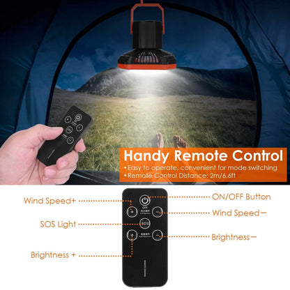 Portable Camping Lantern Fan 10000mAh Battery Powered with 4 Light Modes DailySale