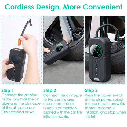Portable Car Compressor Wireless Electric Air Pump 150 PSI with LED Light DailySale