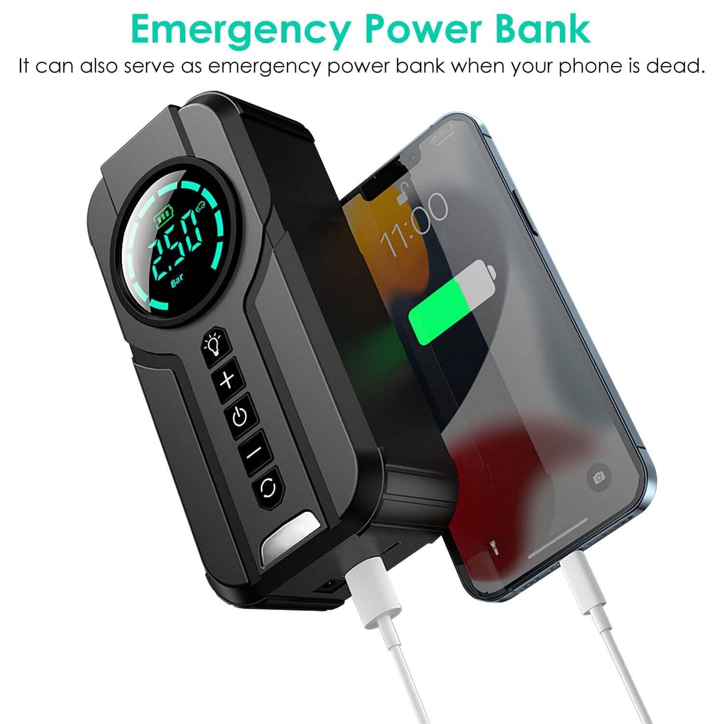 Portable Car Compressor Wireless Electric Air Pump 150 PSI with LED Light DailySale