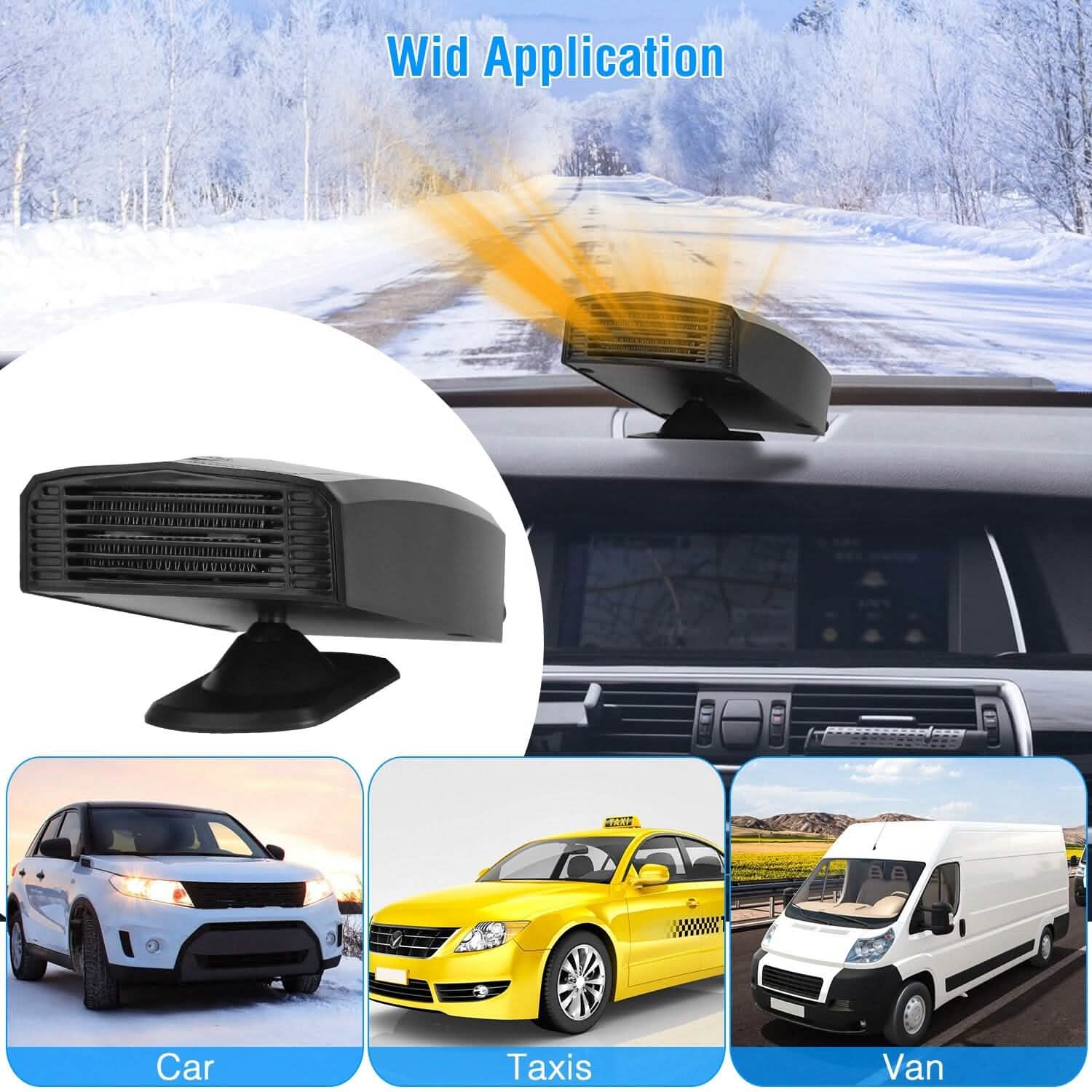 Portable Car Heater Heating Fan 2-in-1 Defroster Defogger Demister Windshield Heater DailySale