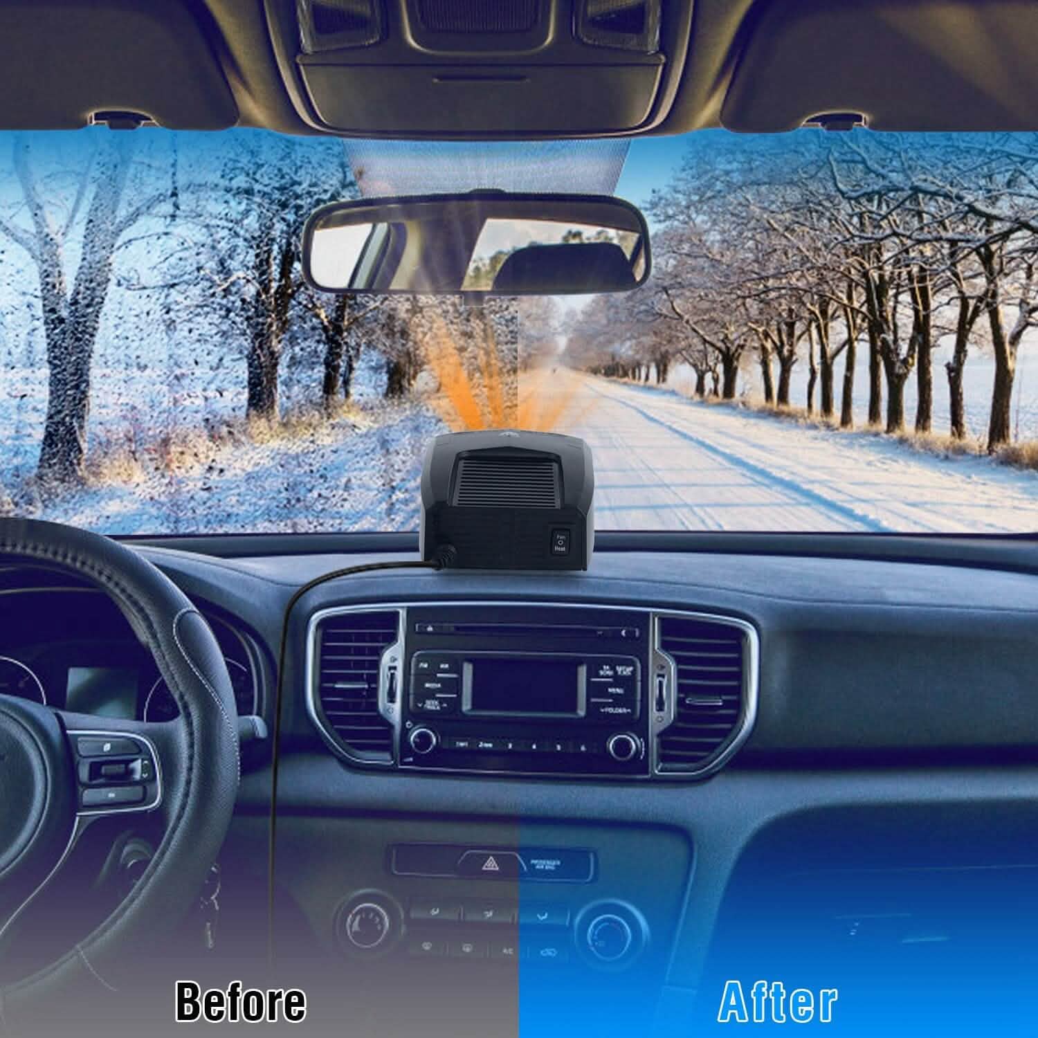 Portable Car Heater Heating Fan 2-in-1 Defroster Defogger Demister Windshield Heater DailySale