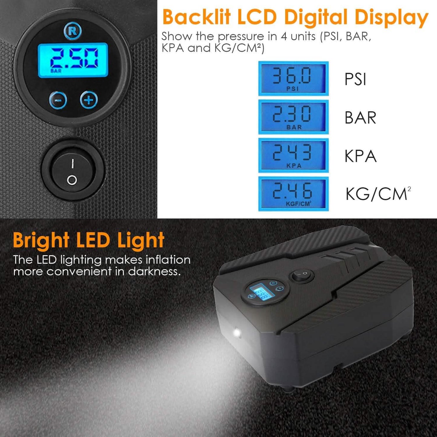 Portable Car Tire Inflator DC 12V Digital Car Air Pump Compressor DailySale