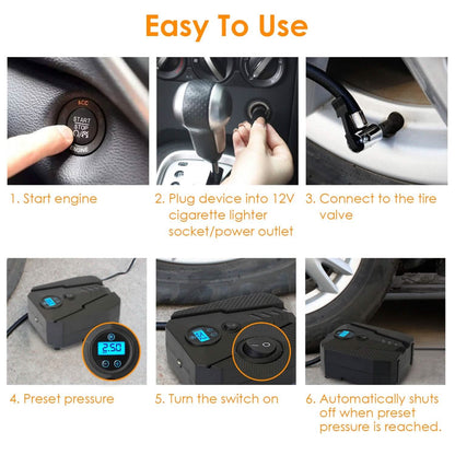 Portable Car Tire Inflator DC 12V Digital Car Air Pump Compressor DailySale