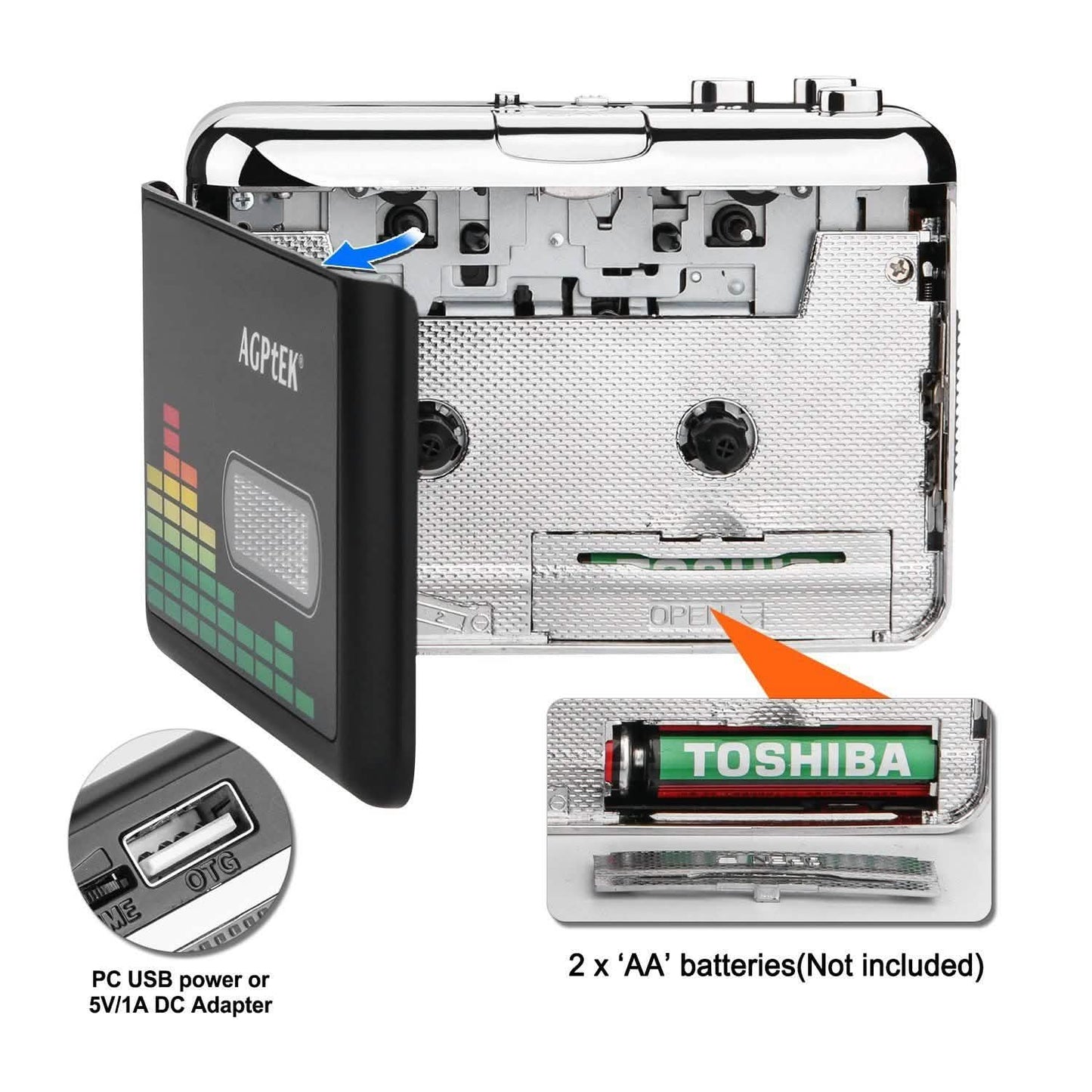 Portable Cassette Audio Music Player Tape-To-MP3 Converter Cassette Recorder DailySale