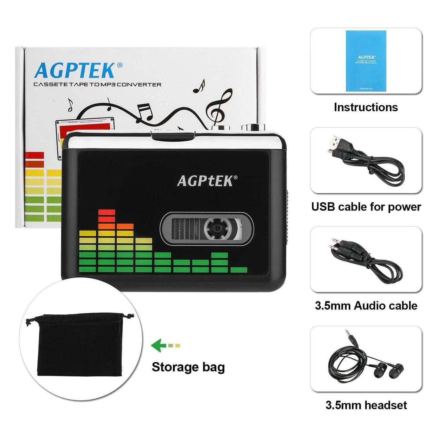 Portable Cassette Audio Music Player Tape-To-MP3 Converter Cassette Recorder DailySale