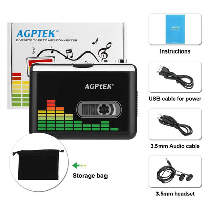 Portable Cassette Audio Music Player Tape-To-MP3 Converter Cassette Recorder DailySale