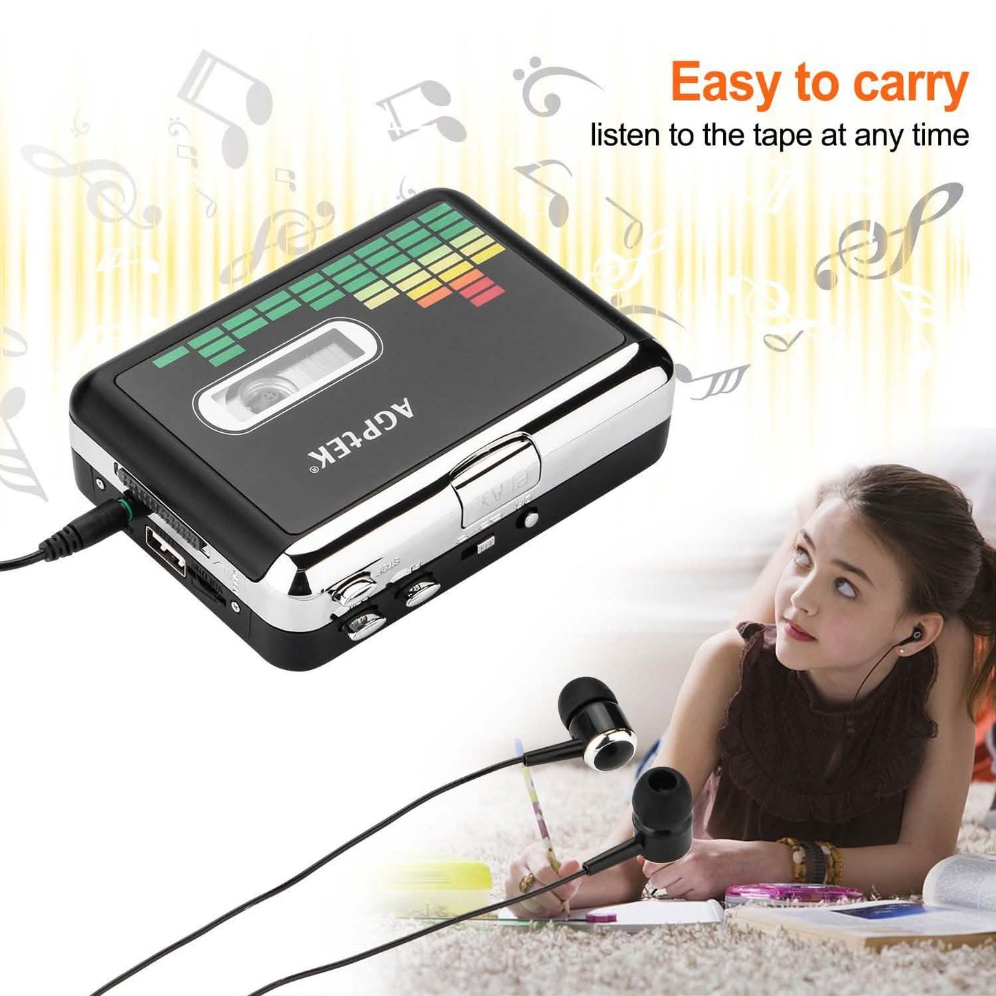 Portable Cassette Audio Music Player Tape-To-MP3 Converter Cassette Recorder DailySale
