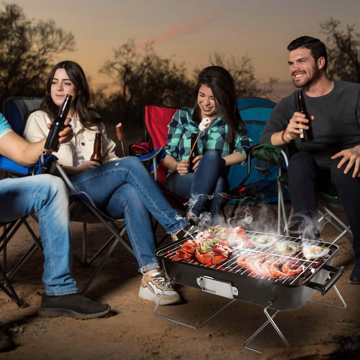 Portable Charcoal Tabletop Grill with Lid DailySale