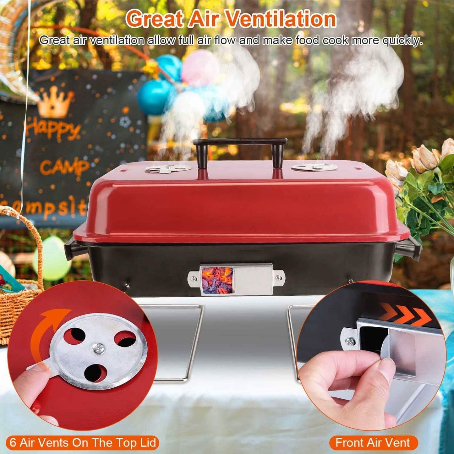Portable Charcoal Tabletop Grill with Lid DailySale