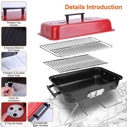 Portable Charcoal Tabletop Grill with Lid DailySale