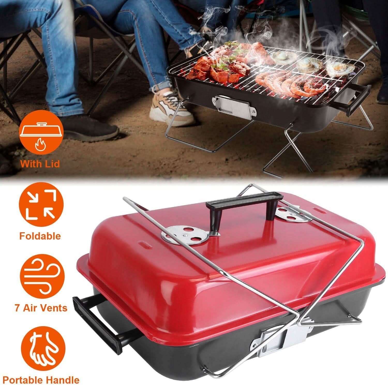 Portable Charcoal Tabletop Grill with Lid DailySale