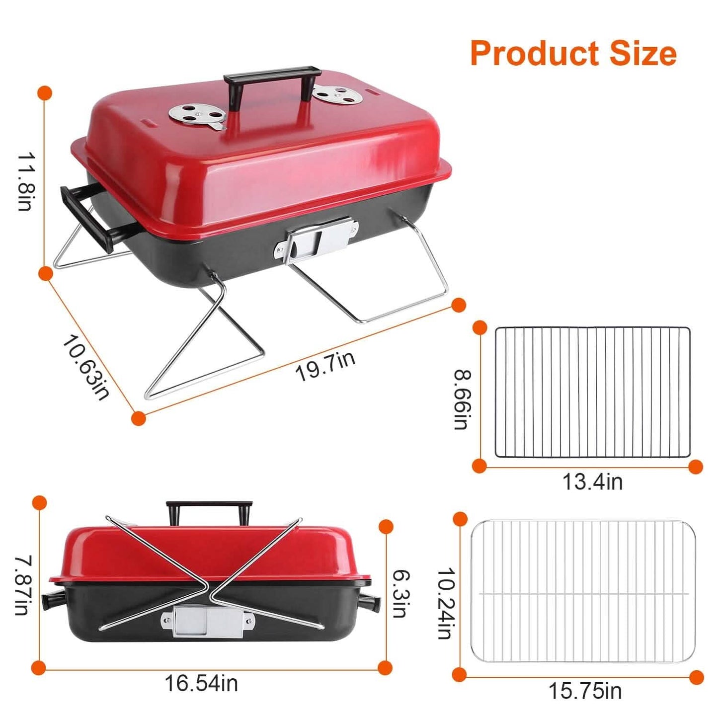 Portable Charcoal Tabletop Grill with Lid DailySale