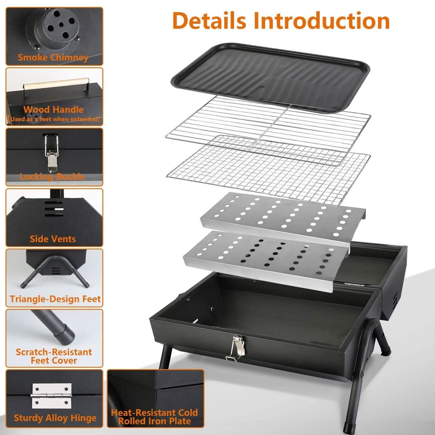 Portable Charcoal Two Sides Folding BBQ Grill DailySale