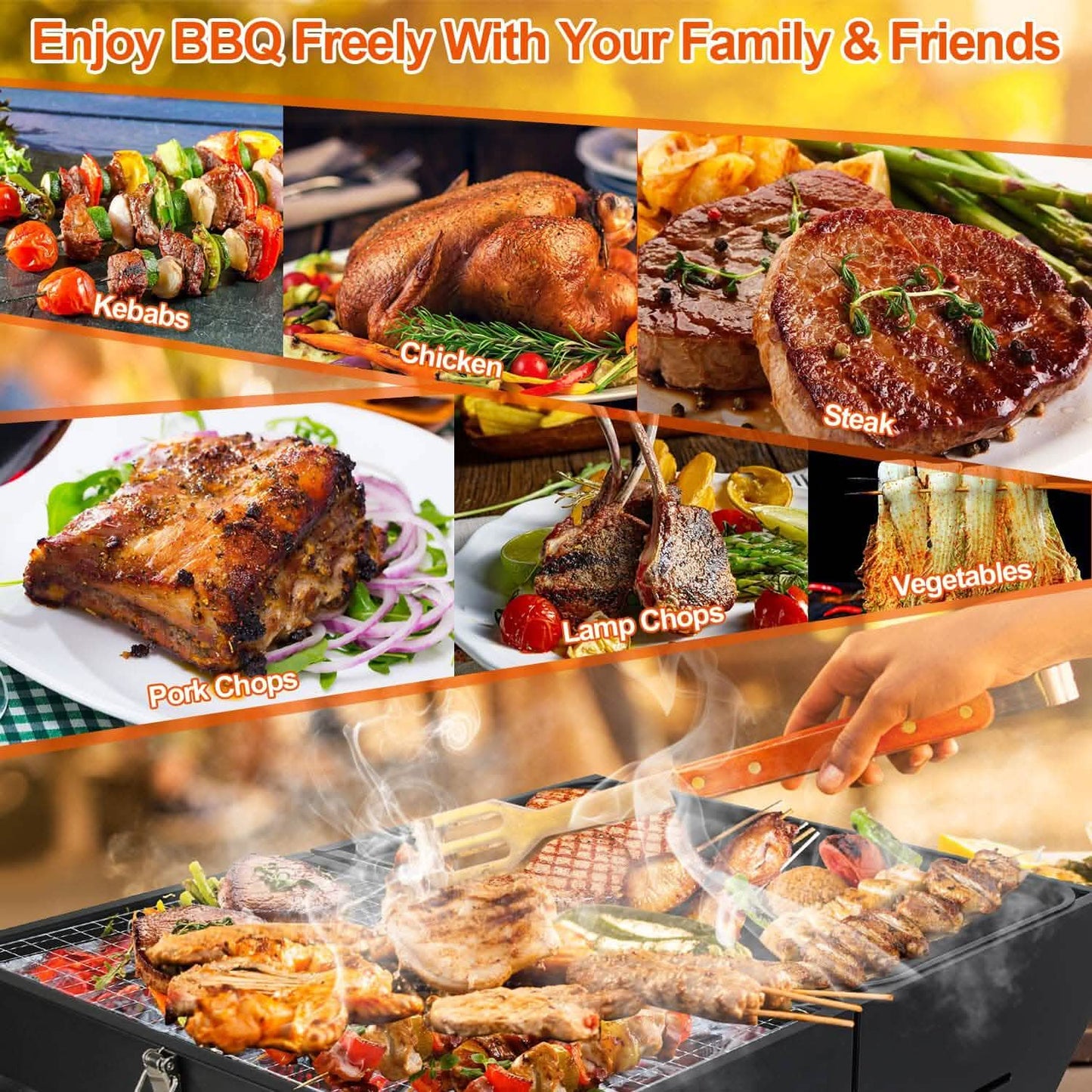 Portable Charcoal Two Sides Folding BBQ Grill DailySale