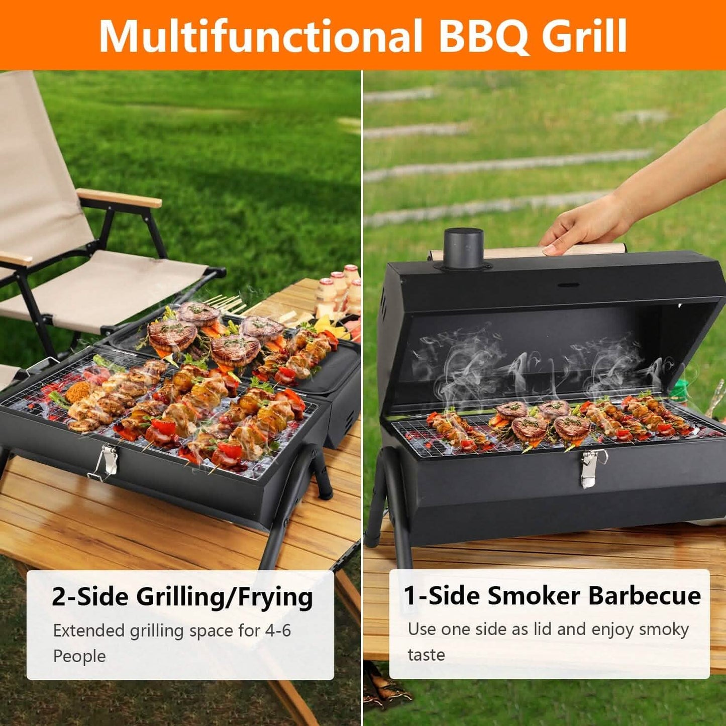 Portable Charcoal Two Sides Folding BBQ Grill DailySale