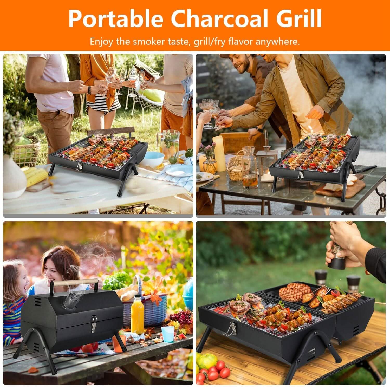 Portable Charcoal Two Sides Folding BBQ Grill DailySale