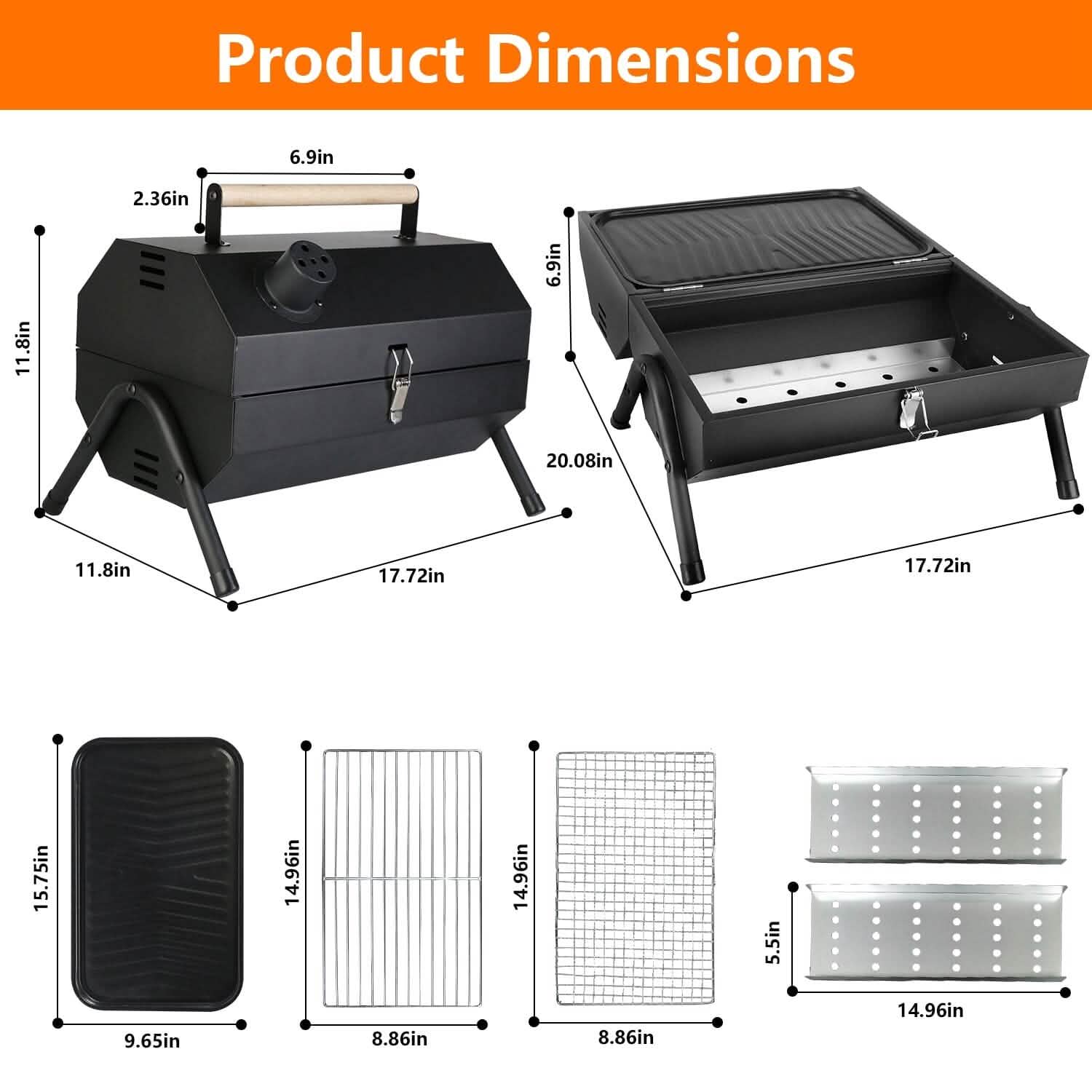 Portable Charcoal Two Sides Folding BBQ Grill DailySale