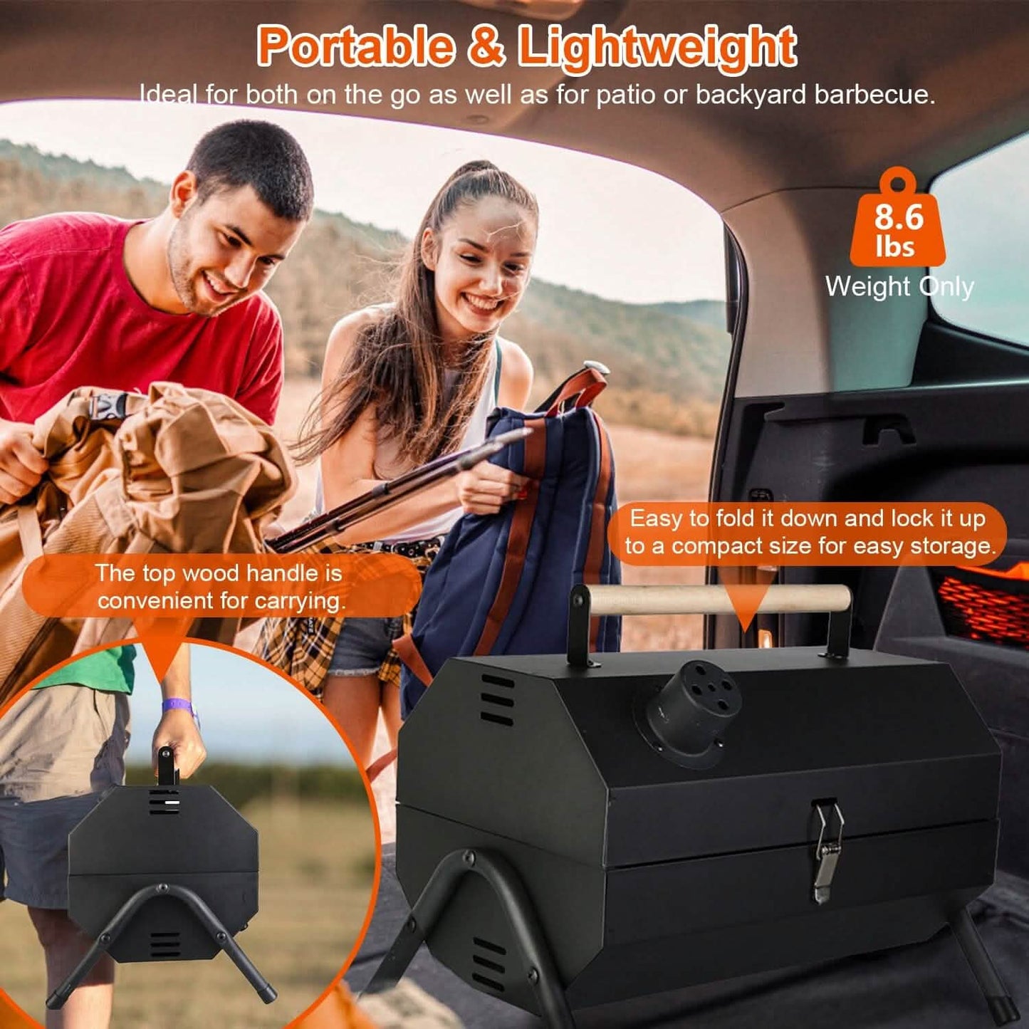 Portable Charcoal Two Sides Folding BBQ Grill DailySale