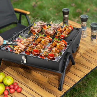 Portable Charcoal Two Sides Folding BBQ Grill DailySale