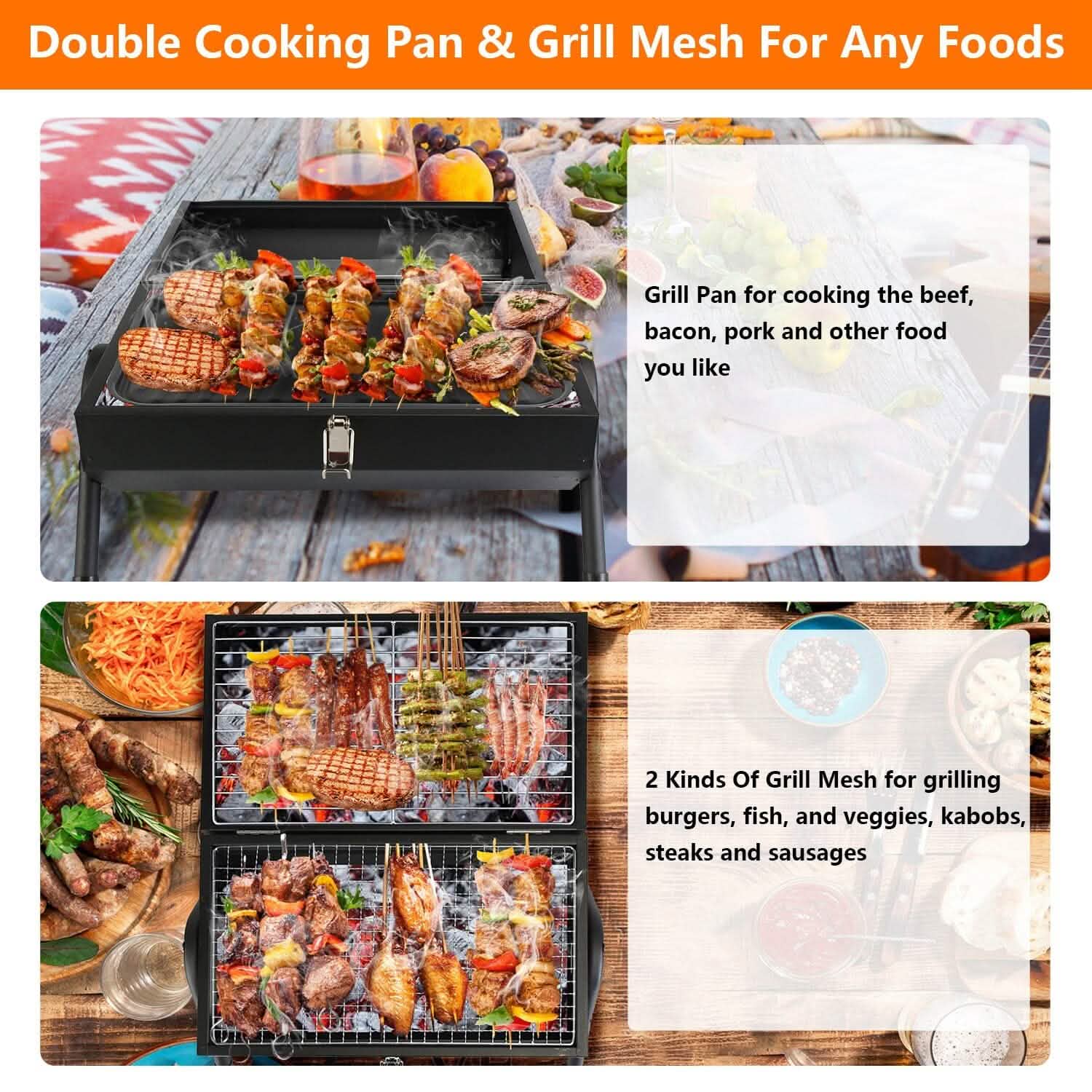 Portable Charcoal Two Sides Folding BBQ Grill DailySale