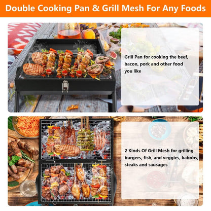 Portable Charcoal Two Sides Folding BBQ Grill DailySale