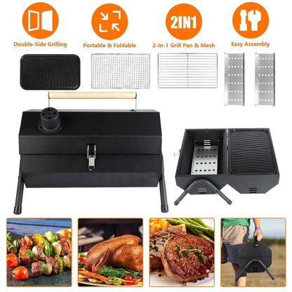 Portable Charcoal Two Sides Folding BBQ Grill DailySale