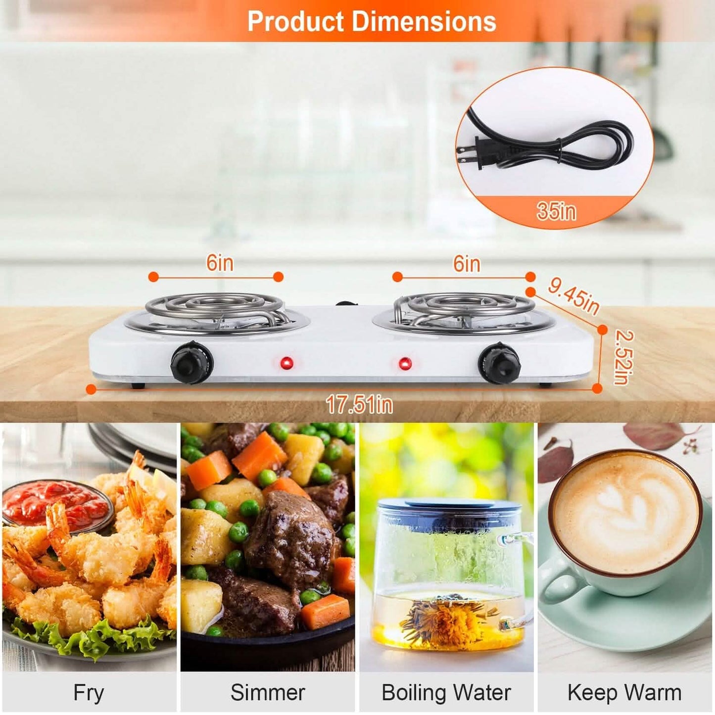 Portable Coil Heating Hot Plate Stove Countertop DailySale