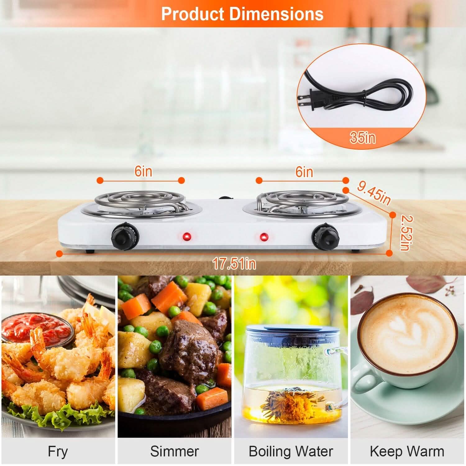 Portable Coil Heating Hot Plate Stove Countertop DailySale