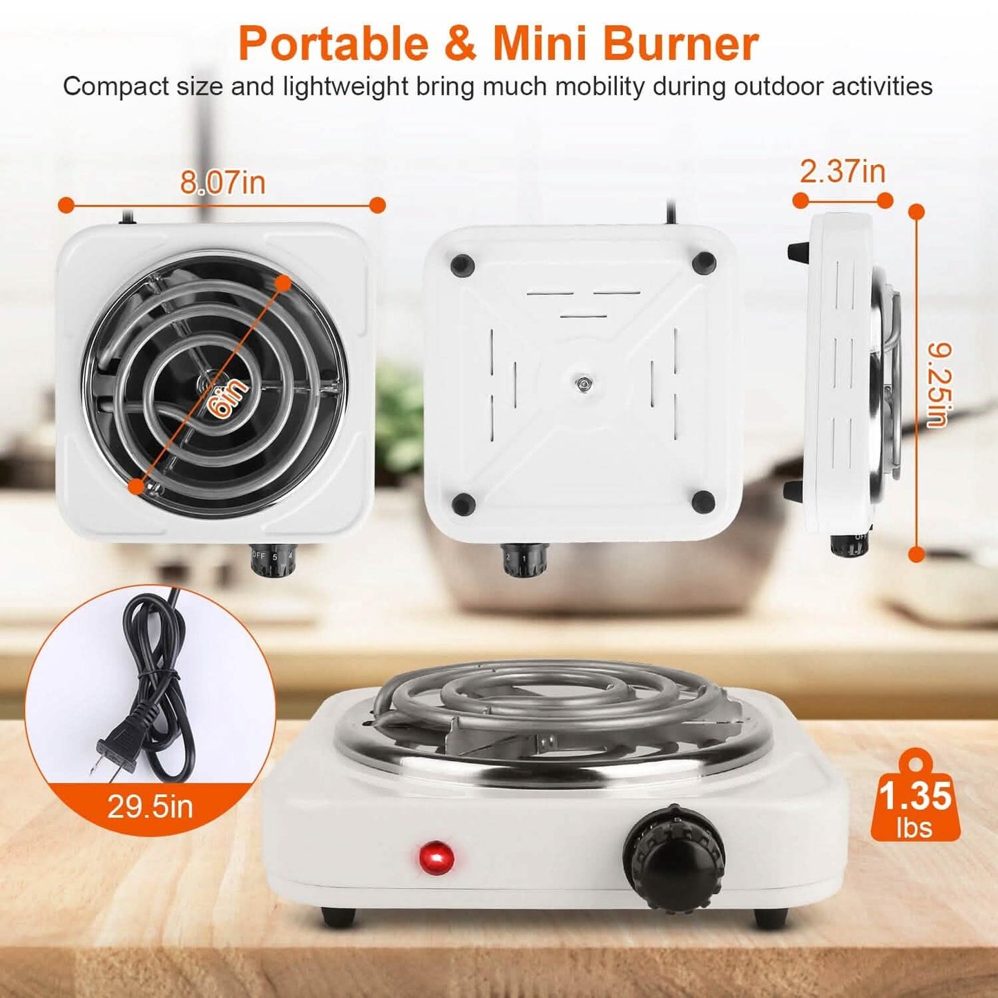 Portable Coil Heating Hot Plate Stove Countertop DailySale