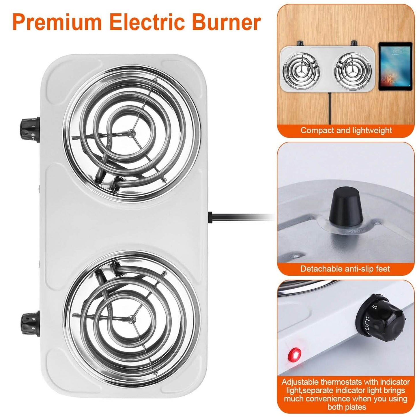 Portable Coil Heating Hot Plate Stove Countertop DailySale