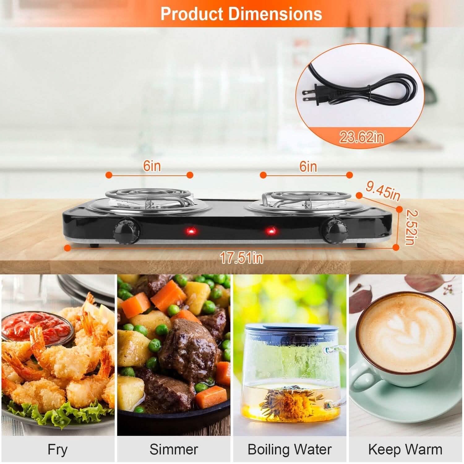 Portable Coil Heating Hot Plate Stove Countertop DailySale