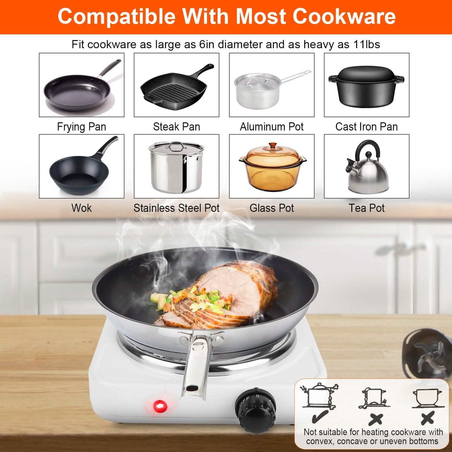 Portable Coil Heating Hot Plate Stove Countertop DailySale