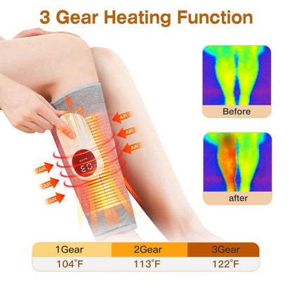 Portable Cordless Rechargeable Air Leg Compression Massage Adjustable Wrap with 3 Modes Intensities Heating Function DailySale
