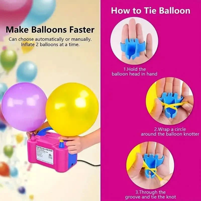 Portable Dual Nozzle Electric Air Balloon Pump and Tying Tool DailySale